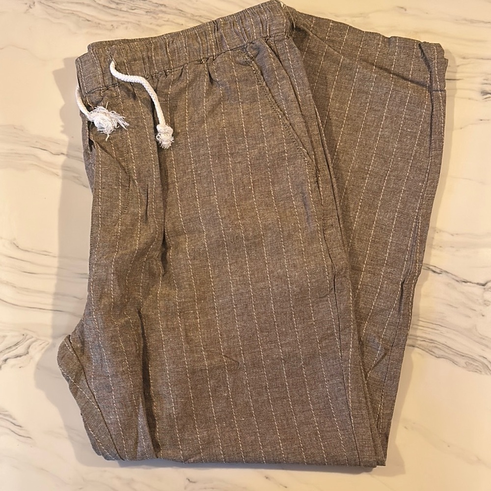 Men's Brown Striped Linen Pants